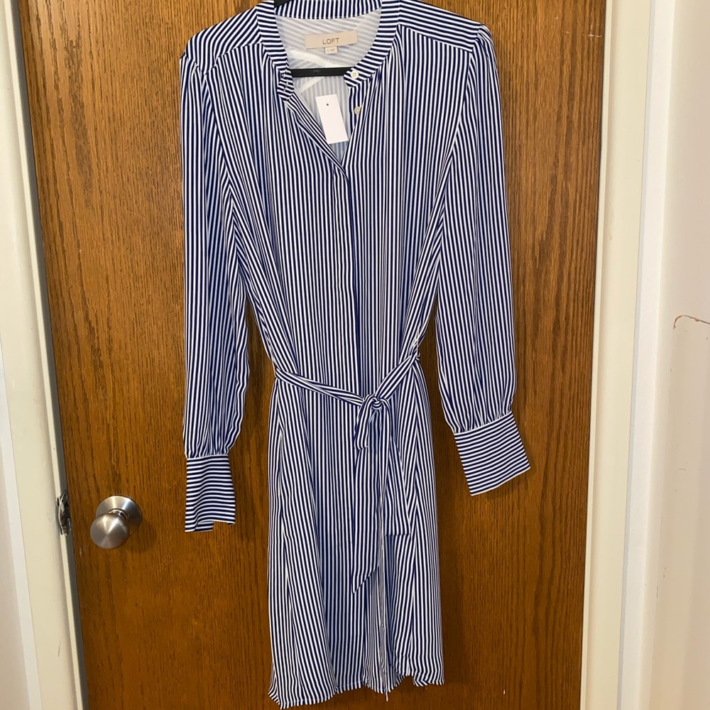 Blue Striped Work Dress